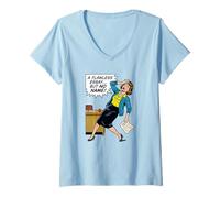 Damen Lustiger Englischlehrer Retro Pop Art Kein Name Essay Bewertung T-Shirt mit V-Ausschnitt
