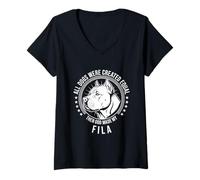 Damen Lustiger Fila-Hund T-Shirt mit V-Ausschnitt