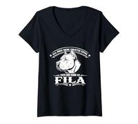 Damen Lustiger Fila-Hund T-Shirt mit V-Ausschnitt