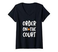 Damen Lustiger Padel Pun Order on the Court T-Shirt mit V-Ausschnitt