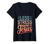 Damen Lustiges christliches Zitat Love Jesus T-Shirt mit V-Ausschnitt