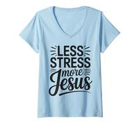 Damen Lustiges christliches Zitat Love Jesus T-Shirt mit V-Ausschnitt