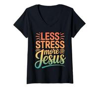Damen Lustiges christliches Zitat Love Jesus T-Shirt mit V-Ausschnitt