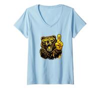 Damen Lustiges Hockey Bär Game Day Vintage Design für Fans T-Shirt mit V-Ausschnitt