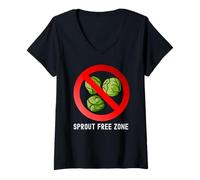 Damen Lustiges Weihnachts- oder Thanksgiving-Dinner Sprout Free Zone Witz T-Shirt mit V-Ausschnitt