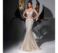 Damen Luxus Pailletten Perlen Meerjungfrau Lange Formelle Abschlussball Abendkleider Sexy Frühling Sommer Korsett Hochzeitsgast Cocktail Party Gala Ba