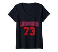 Damen Lynyrd Skynyrd Baseball mit Sternlogo 1973 Southern Rock Sports T-Shirt mit V-Ausschnitt
