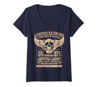 Damen Lynyrd Skynyrd Sweet Home Alabama 74 Rock Festival Biker 70er Jahre T-Shirt mit V-Ausschnitt