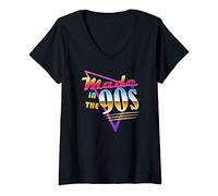 Damen "Made in the 90s" Vaporwave Retro 90er Geburtstagsgeschenk T-Shirt mit V-Ausschnitt