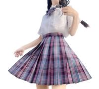 Damen Mädchen Faltenrock mit Shorts Hohe Taille Skater Tennis Schule Uniform A-Linie Minirock, Purple3, Klein