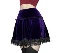 Damen Mädchen Hohe Taille Plissee Minirock Einfarbig Schuluniform Skater Tennis Schwarz Cross Rock Punk Goth Shorts mit Gürtel, Velvet Purple 2, Groß