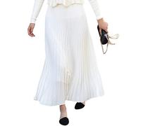Damen Mädchen Plisseerock in Maxilänge Plissee-Maxirock Elastische Chiffon Langer Faltenrock Elastischer Bund für Frühling Sommer Herbst Rocklänge 90cm Einfarbig