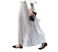 Damen Mädchen Plisseerock in Maxilänge Plissee-Maxirock Elastische Chiffon Langer Faltenrock Elastischer Bund für Frühling Sommer Herbst Rocklänge 90cm Einfarbig