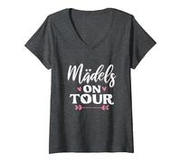 Damen Mädelsabend Girls Trip Mädels On Tour T-Shirt mit V-Ausschnitt, Anthrazit Meliert, S