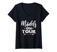 Damen Mädelsabend Girls Trip Mädels On Tour T-Shirt mit V-Ausschnitt, Schwarz, L