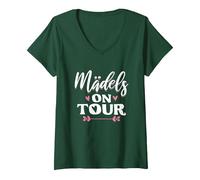 Damen Mädelsabend Girls Trip Mädels On Tour T-Shirt mit V-Ausschnitt, Waldgrün, M