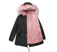 Damen-Mäntel,Damen Winterparka Mantel Winterjacke Parka Daunenmantel Herbst Winter Warm Kunstfellkragen Kapuzenmantel Mit Tasche,Grüne Jacke Damen,Winterjacke Damen Warm,C Pink,S