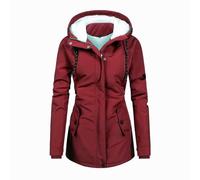 Damen-Mäntel,Wintermantel Damen Warm Gefüttert Winter Parka Mittellang Winterjacke Winterparka Mit Fellkapuze Dicke Coat Große Größen,Damen Jacken,Winterjacke Damen Mit Kapuze,B Red,L