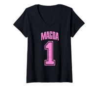Damen Magda Supporter Number 1 Größter Fan T-Shirt mit V-Ausschnitt