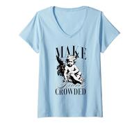 Damen Make Heaven Crowded religiöser christlicher Glaube Baby-Engel T-Shirt mit V-Ausschnitt