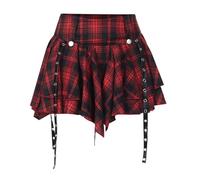 Damen Mall Gothic Mini-Röcke, ästhetischer Rock, Y2K, hohe Taille, plissiert, Vintage, Harajuku, Emo Alt Kleidung, Roter karierter Gothic-Rock, Groß