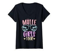 Damen Malle Girls Tour Mädelsabend Mallorca Party Urlaub T-Shirt mit V-Ausschnitt