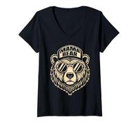 Damen Mama Bear Lustiges Funny Design für Mamas T-Shirt mit V-Ausschnitt