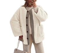 Damen Mantel Kurz Casual Herbst Teddyfell Jacke Tomatoa Damen Winterjacke Outdoor Stehkragen Leichte Steppjacke Damen Trenchcoat Flauschig Bench Jacke Damen Ausgefallene Jacken - Jacken(1-Beige,S)