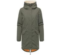 Kurzmantel RAGWEAR "Coogle YOUMODO", Damen, Gr. S (36), olivgrün, Obermaterial: 68% Baumwolle, 32% Nylon. Innenfutter: 100% Polyester. Wattierung: 100% Polyester, gerade ca. Mitte Oberschenkel, hoch g