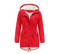 Damen Mantel Winter,Damen Wintermantel Warmer Steppmantel Lang Mit Kapuze Und Abnehmbarem Kunstfell-Kragen,Jacket Women,Winterjacken Damen Reduziert Winterjacken Damen Günstig,A Red,3Xl