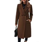 Damen Mantel Zweireihig Reverskragen Freizeitmode | Polyester Fabric, Solid Color Design, Suitable For Summer, Ideal For Beach, Yoga, Cycling, Vacation Wear(XXL Brown)
