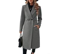 Damen Mantel Zweireihig Reverskragen Freizeitmode | Polyester Fabric, Solid Color Design, Suitable For Summer, Ideal For Beach, Yoga, Cycling, Vacation Wear(S Gray)