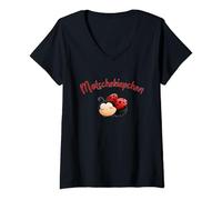 Damen Marienkäfer Motschekiebchen Sachsen Sprüche Sächsisch Lustig T-Shirt mit V-Ausschnitt