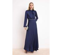 Damen marineblaue flache Maxi lange schicke/nachtliche Skater-Abendkleider EU 42 / UK 14