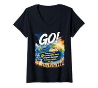 Damen Mark 16:15 Go Into All The World and Preach The Gospel T-Shirt mit V-Ausschnitt