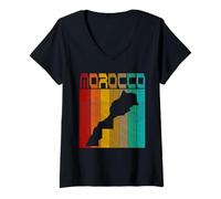 Damen Marokko-Karte, I Love Morocco Map Marokko Marokkanischer Stolz T-Shirt mit V-Ausschnitt