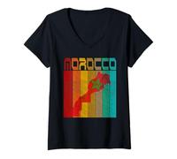Damen Marokko Karte, I Love Morocco Map Marokko Marokkanischer Stolz T-Shirt mit V-Ausschnitt