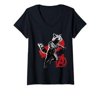Damen Marvel Avengers Endgame Mono Rocket - AC EXCLUSIVE T-Shirt mit V-Ausschnitt