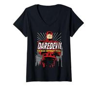 Damen Marvel Daredevil Der Mann ohne Angst! Retro T-Shirt mit V-Ausschnitt