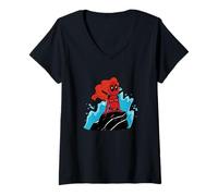 Damen Marvel Deadpool & Wolverine Ariel The Little Mermaid Funny T-Shirt mit V-Ausschnitt