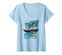 Damen Marvel Fantastic Four: First Steps FantastiCar and HERBIE T-Shirt mit V-Ausschnitt