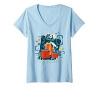 Damen Marvel Fantastic Four: First Steps H.E.R.B.I.E. Cooking T-Shirt mit V-Ausschnitt