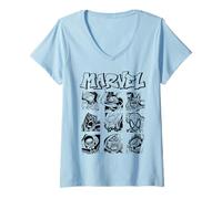 Damen Marvel Heroes and Villain Close Up Boxes T-Shirt mit V-Ausschnitt