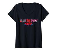 Damen Marvel Spider-Man Birthday Girl Team Spidey Party T-Shirt mit V-Ausschnitt