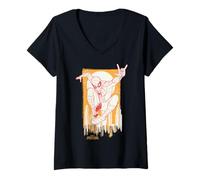 Damen Marvel Spider-Man: Day Spidey Sunset City Swinging T-Shirt mit V-Ausschnitt