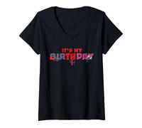 Damen Marvel Spider-Man It's My Birthday Team Spidey Party T-Shirt mit V-Ausschnitt