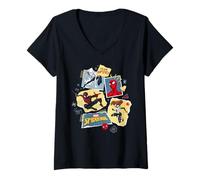 Damen Marvel Spider-Man Spider-Girl Ghost-Spider Miles Team Spidey T-Shirt mit V-Ausschnitt