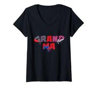 Damen Marvel Spider-Man Trio Grandma Family Trip Vacation Matching T-Shirt mit V-Ausschnitt