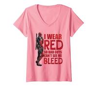Damen Marvel Studios Deadpool & Wolverine I Wear Red Quote T-Shirt mit V-Ausschnitt, Rosa, S