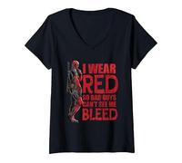 Damen Marvel Studios Deadpool & Wolverine I Wear Red Quote T-Shirt mit V-Ausschnitt, Schwarz, S